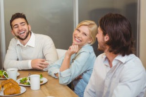 Employees taking their lunch break